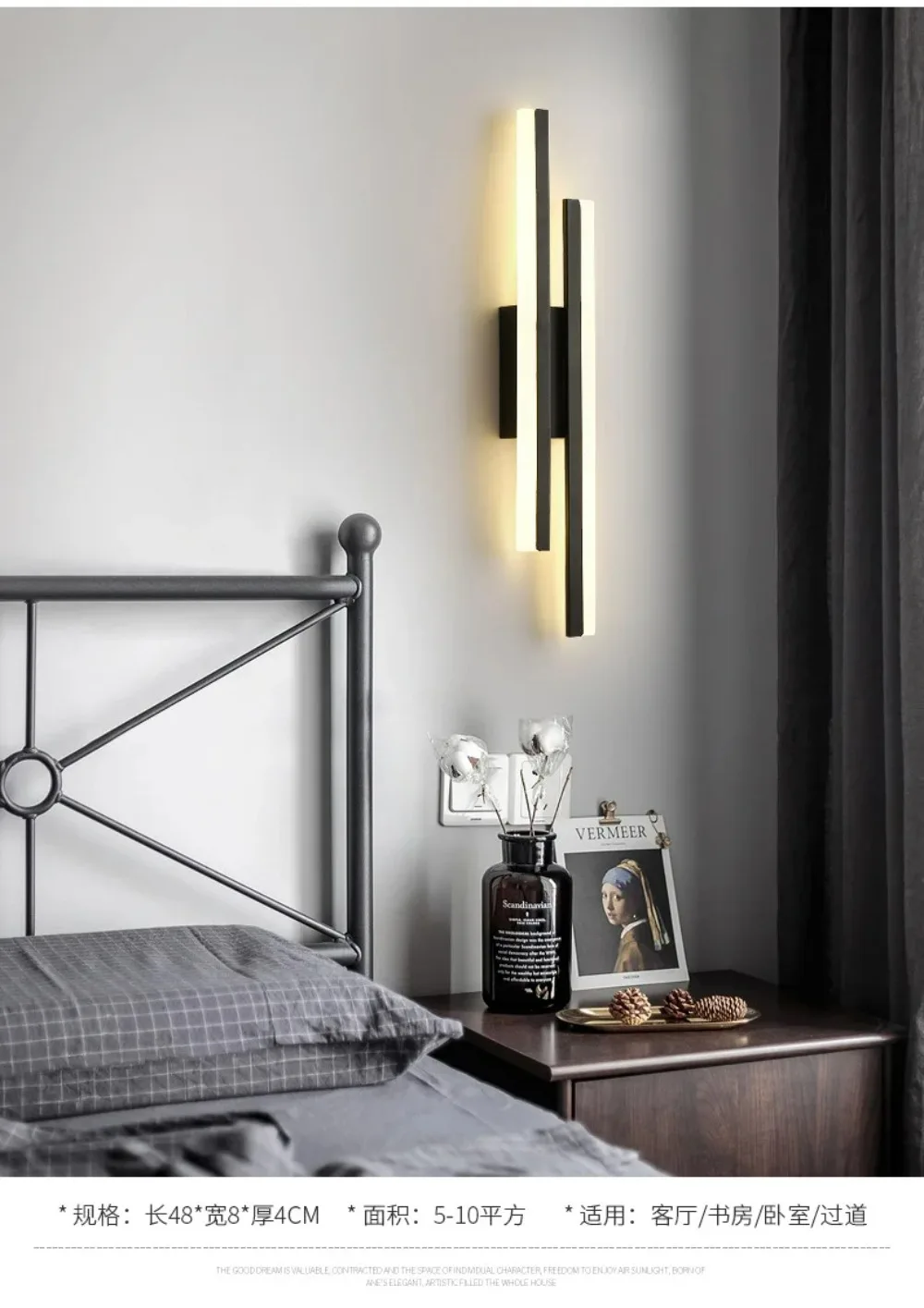 Modern LEDWall Lamp Wall Sconces Copper Line Pipe Acrylic Lampshade Indoor Lighting for Living Room Corridor Light Fixture 6
