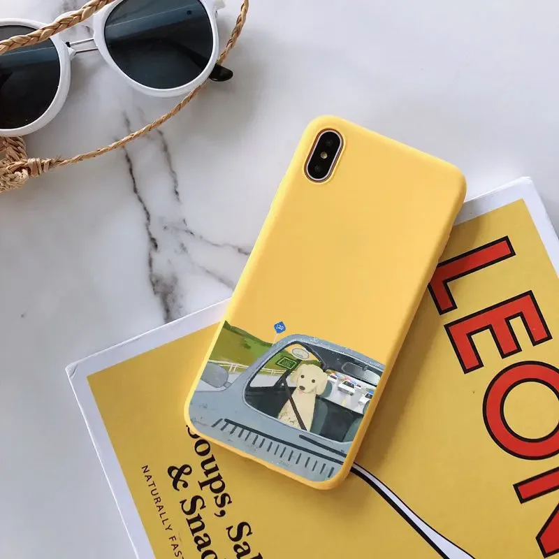 Whimsical Cartoon Couples Dog Phone Case - Soft Silicone Cover