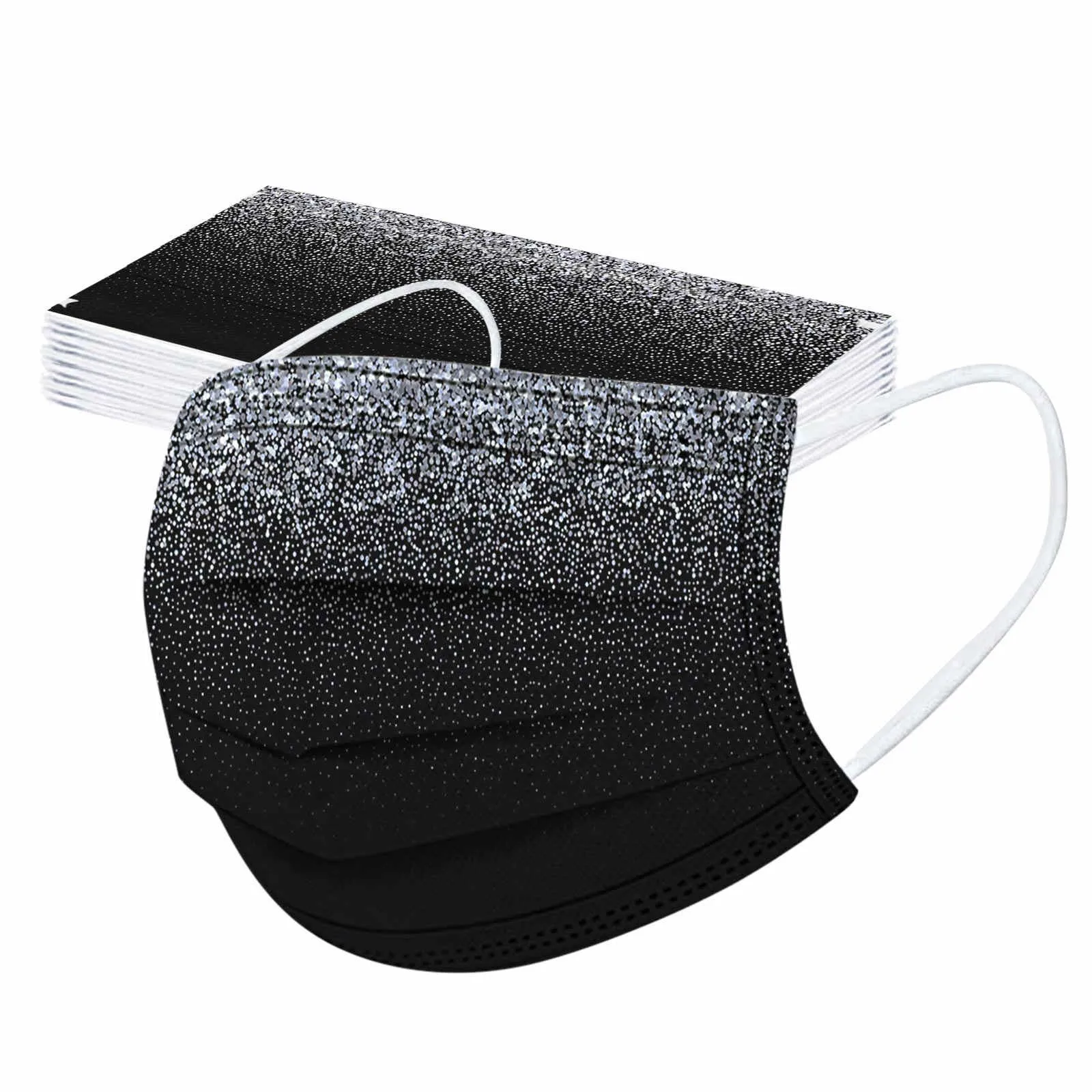 10PCS Adult's three-layer protective dust-proof sequins print outdoor dust-proof face protective mask disposable mask