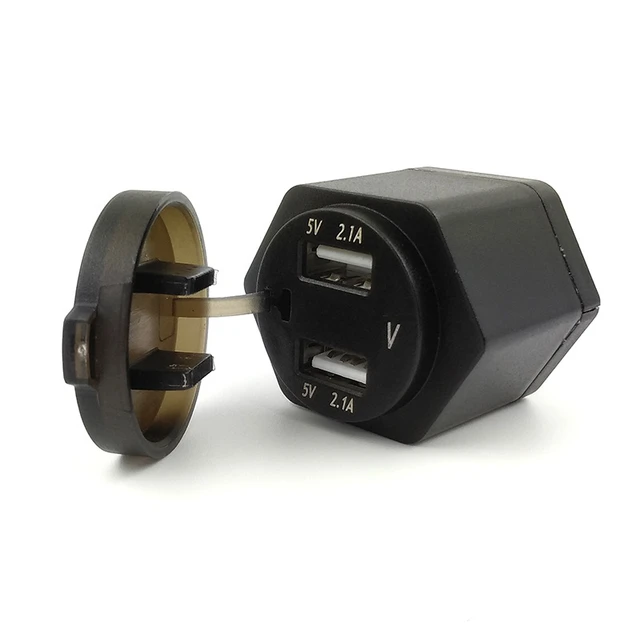 For DIN Hella Powerlet Plug to Dual USB Charger Adapter Voltmeter