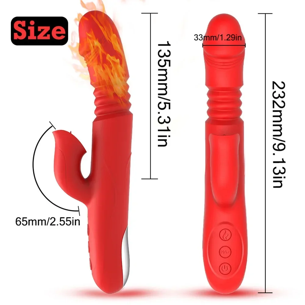 Warming And Telescopic Dildo Vibrators Sex Toys For Women 10 Mode Clitoris Tongue Vibrator With Female Anal Stimulator Sex Shop