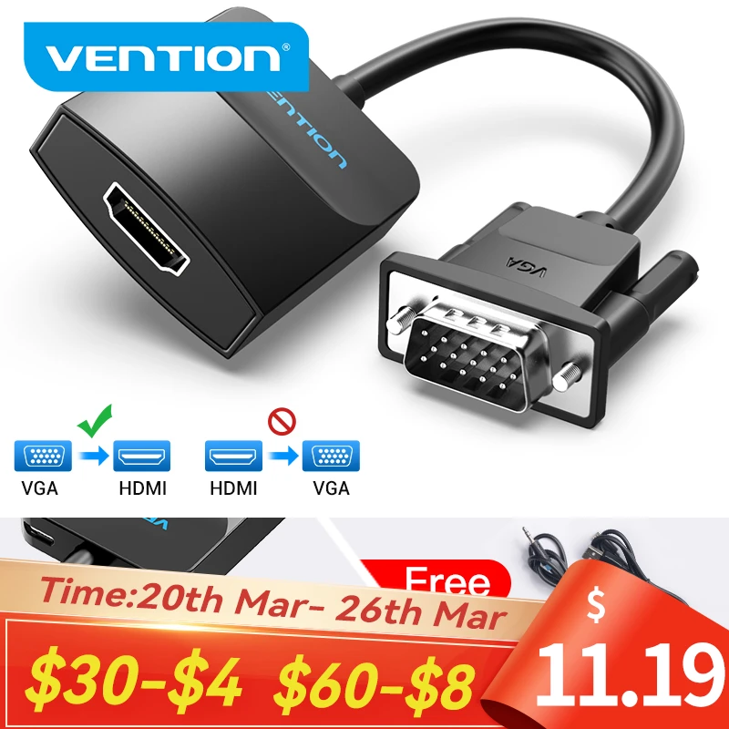 kokain tjene Fyrretræ Vga Hdmi Adapter Audio Output | Hdmi Vga Adapter Monitor | Vga Hdmi Adapter  Cable - Vga - Aliexpress