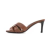 Summer Plus Size 35-44 Fashion Women's High Heels Leather Open Toe Square Head Fish Mouth Shoes Elegant Party Slippers 6