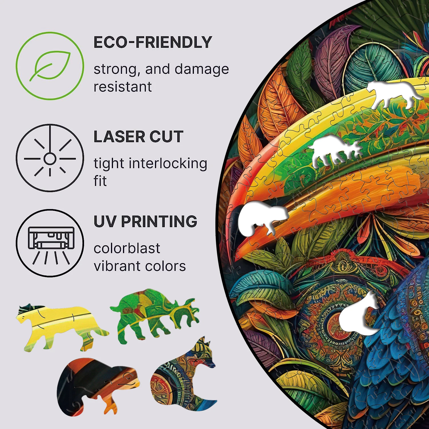 Animal Wooden Puzzle Mandala Toucan Colourful Birds Jigsaw Puzzles Multicolor Toucans Wood Puzzle Gift For Adults And Children