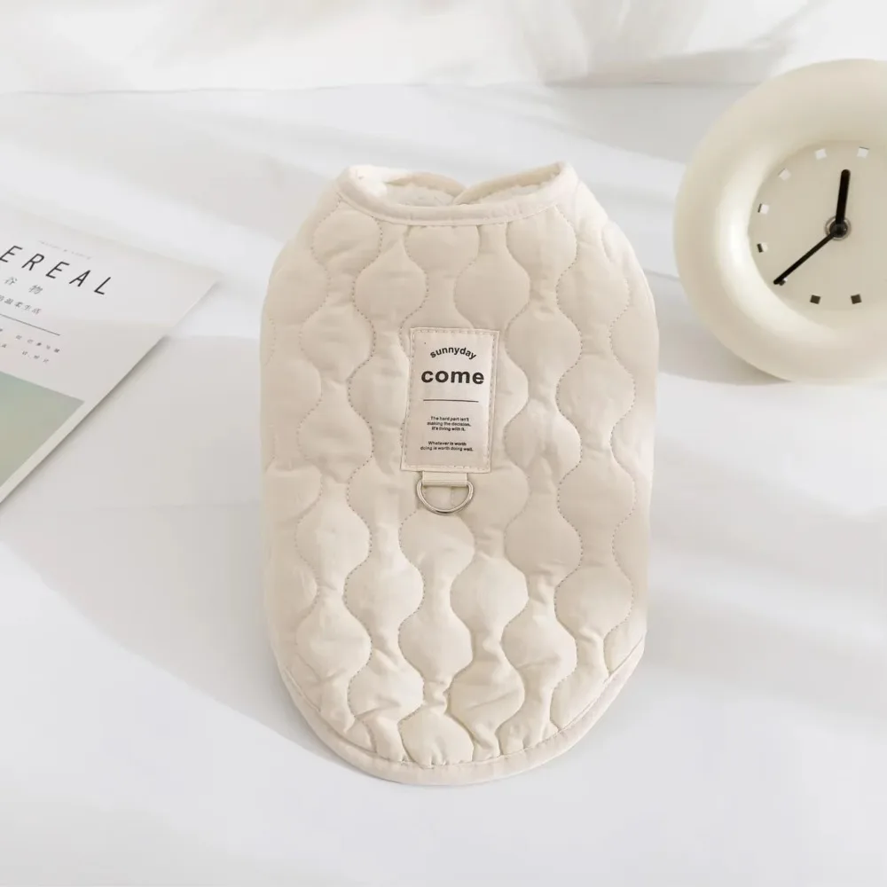 귀여운 두꺼운 따뜻한 겨울 애완견 조끼 면 단색 애완동물 재킷 D링 포함 애완..