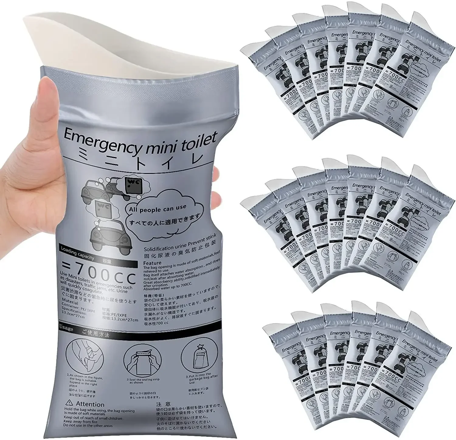Car Toilet Self-driving Car Emergency Urine Bag Travel Disposable Portable Emergency Outdoor Camping Universal Urine Bag 700ML car urine bag