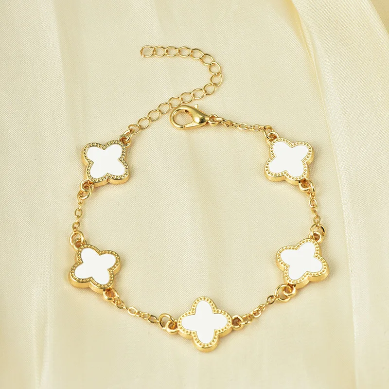 Hot 925 Silver Selling Gold Plated Clover Charm Bracelet Luxury FourLeaf Flower Bracelet Jewelry For Women Gift INS - Image 2
