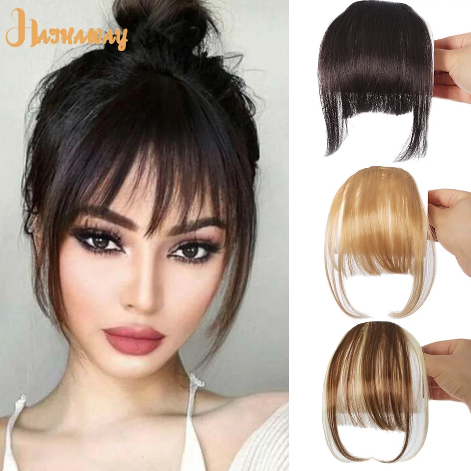 Hair Bangs Synthetic Straight bangs Air bangs Hair Extension Natural Hair Bangs For Women False Bang Black Daily Brown Woman Daily Wear