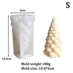 Festive 3D Christmas Tree Candle Silicone Mold for Holiday Crafts and Gifts (Bubble Tree Mold-S)