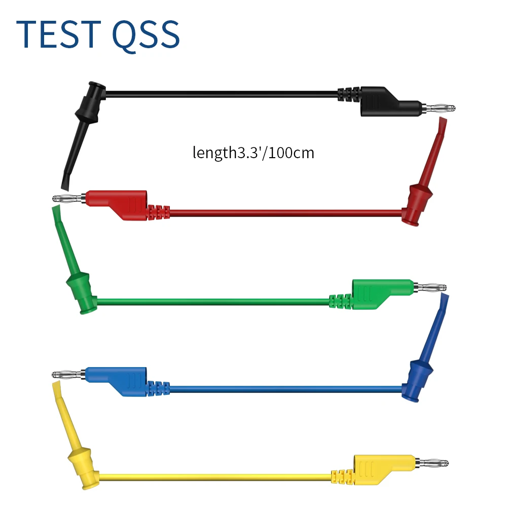 QSS 5Pcs 4MM Banana Plug to Test Hook Clip Multimeter Test Leads Stackable Cable Wire 1M Electrical Tools Components Q.70054-2