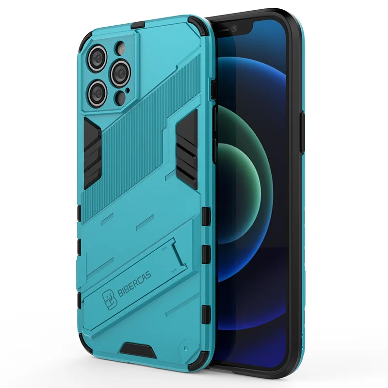 Armor Matte Shockproof Phone Case with Holder - Soft TPU + Hard PC