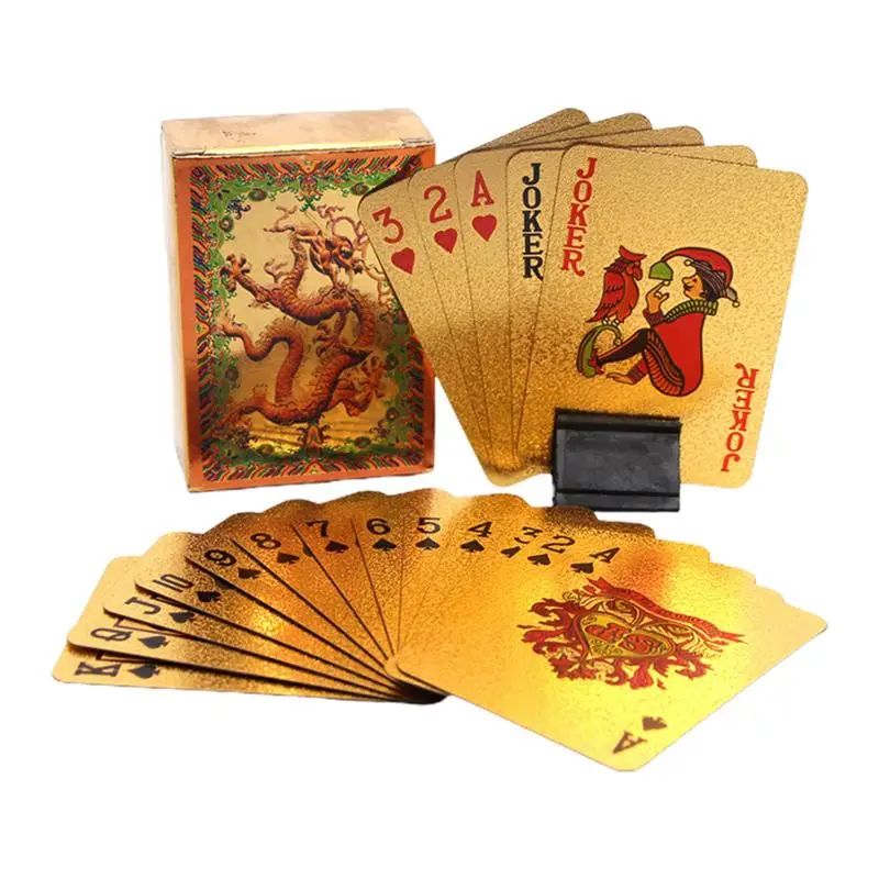 

Золотые покерные карты, водонепроницаемые игральные карты для покерных террас, игральные карты из золотой фольги для игр, ночных игр, кемпинга, семейных ночей