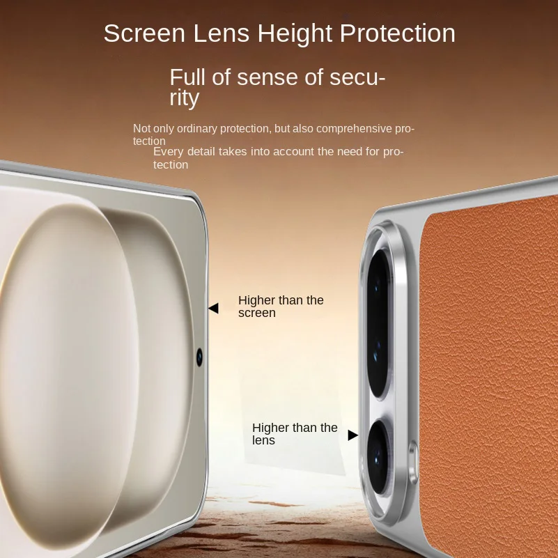 Premium Square Back Leather Phone Case with Raised Lens Protection