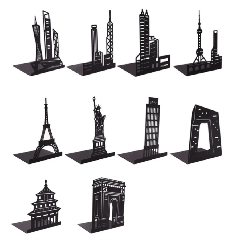 

Металлический держатель для книг премиум-класса для Creative Landmark Bookend Exquisite Hollow Out Boo 69HA
