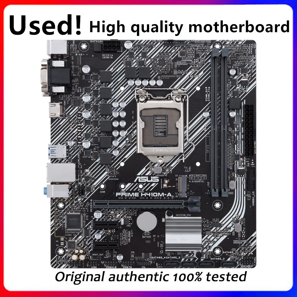 

Used motherboard For Asus PRIME H410M-A Original Desktop Intel H410 H410M DDR4 Motherboard LGA 1200 i7/i5/i3 USB3.0 M.2 SATA3