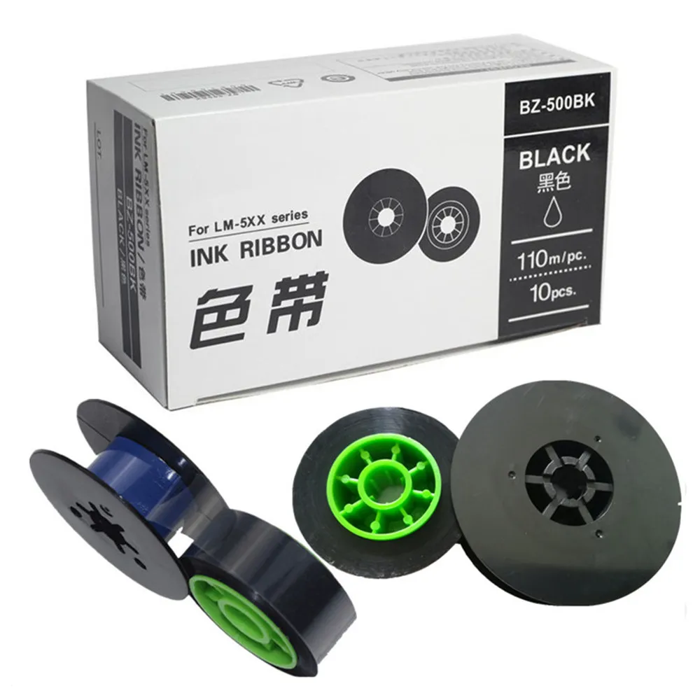 LETATWIN 잉크 리본 BZ-500BK 블랙 잉크 카트리지, 와이어 마커, 케이블 ID 프린터 LM-550A, LM-550E 라벨 타자기, 최대 10 개