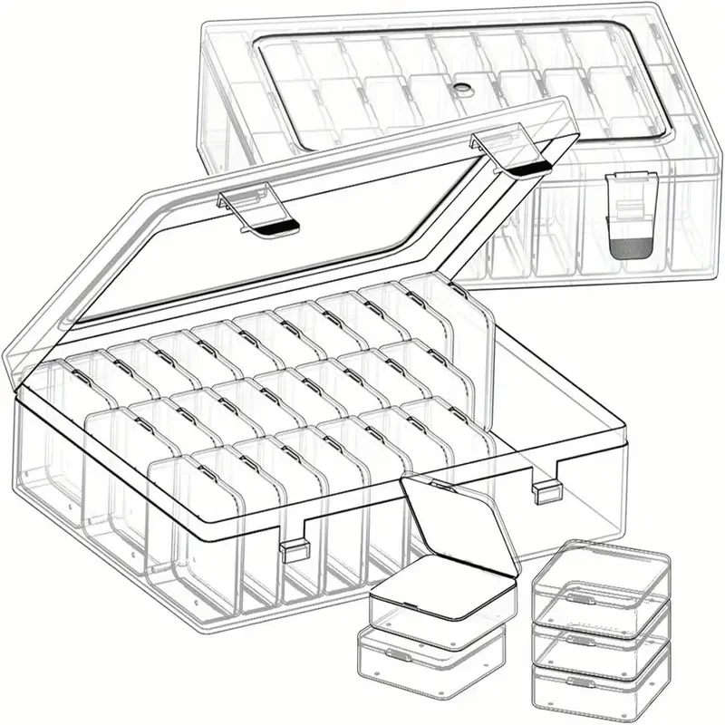 3 sets 2 sets 1 set 30 grid bead organizer plastic mini transparent storage box rectangular box hinged lid