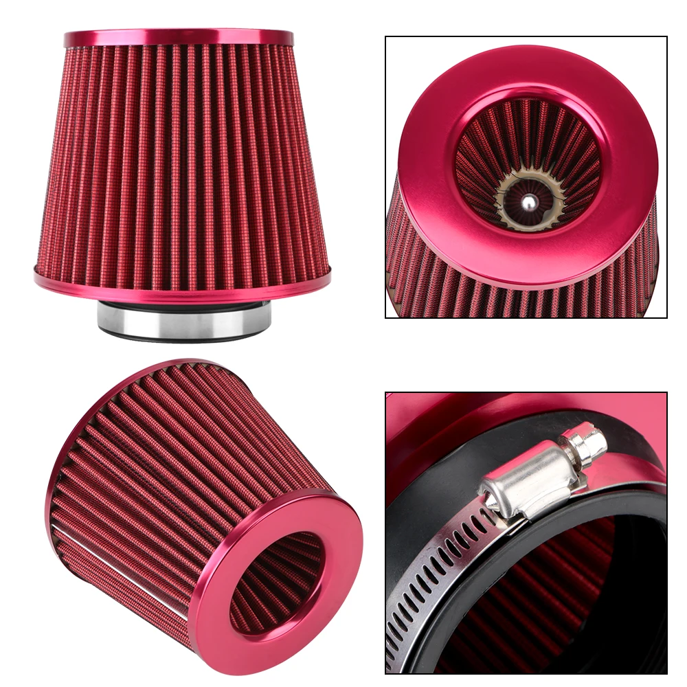 flexzon Universal Car Sport Cone Red Air Filter Cone Induction Kit High  Power 150 mm