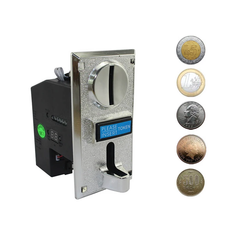 616 Multi Coin Acceptor Plastic Plated Panel Electronic Roll Down Vending Machine Arcade Game Ticket