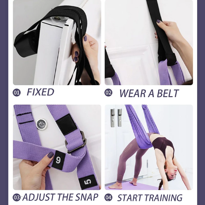 Yoga Lower Belt Aerial Inverted Rope One-Word Horse Open Hip Door Stretch Belt Home Training Fitness Resistance Band Fitness Accessories