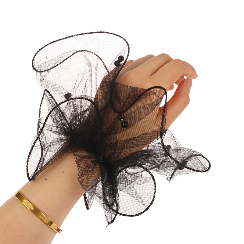 1Pair Flare Bead Sleeve Pearl Mesh Fake Arm Lace Sleeve Manicure Photo Background Wedding Tulle False Cuffs Decoration photo backdrop,photography auxiliary props