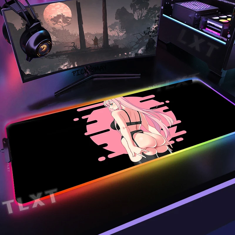 

Zero Two Darling In The FranXX RGB Gaming Mousepads Desk Pad Keyboard Mat LED Anime Mousepad XXL Mouse Pads Luminous Mouse Mats