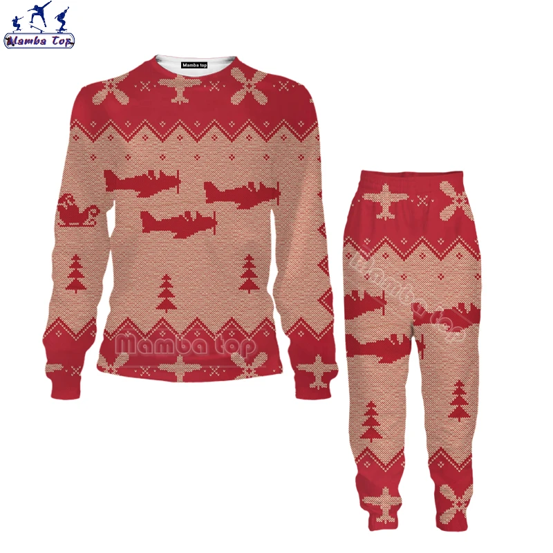 

Mamba Top Christmas Sweatshirt Men Pants Set Two-Piece Donald Trump Funny 3D Print Cute Snowman Women Clothing Long Sleeve Shirt