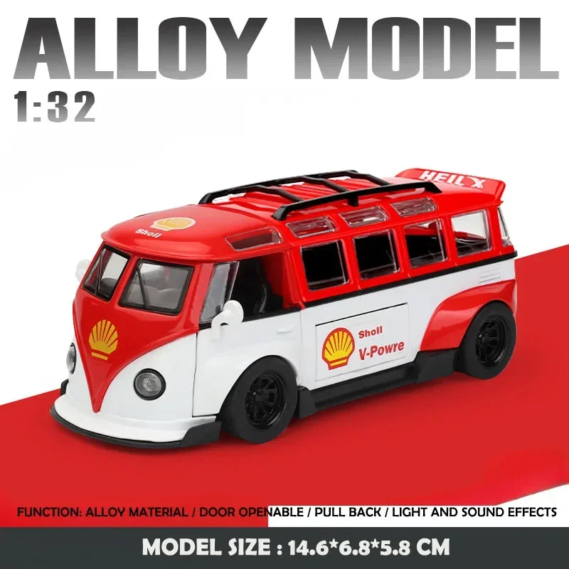 1: 32 T1 Bus Model Sound Light Children Boy Diecast Toy Vehicle Collective Home Decor Metal Miniature Voiture image 15