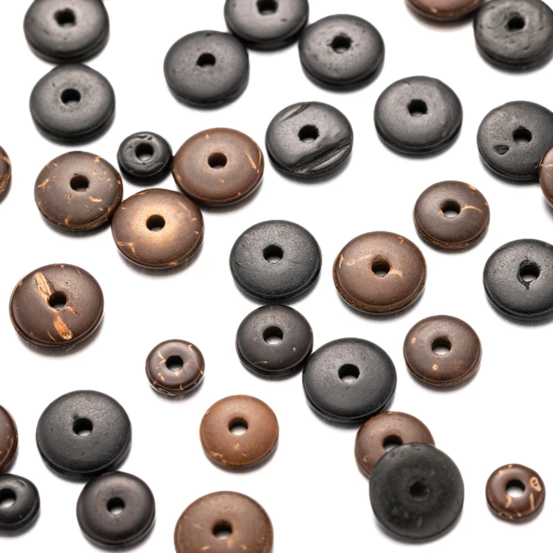 50 stücke 6 8 10 12 MM Natürliche Kokosnussschale Flache Scheiben Perlen Spacer Für Handgemachte Armband Schmuck Zubehör Machen liefert Charms – Detail 4