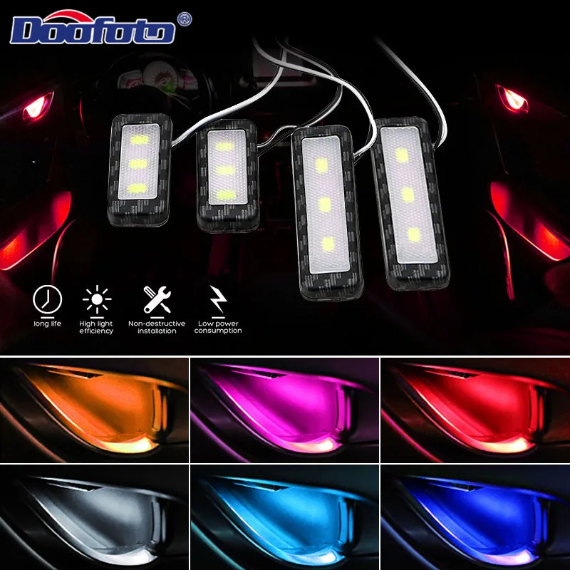Car Led Decorative Lights Inner Handle Door Bowl Romantic Atmosphere