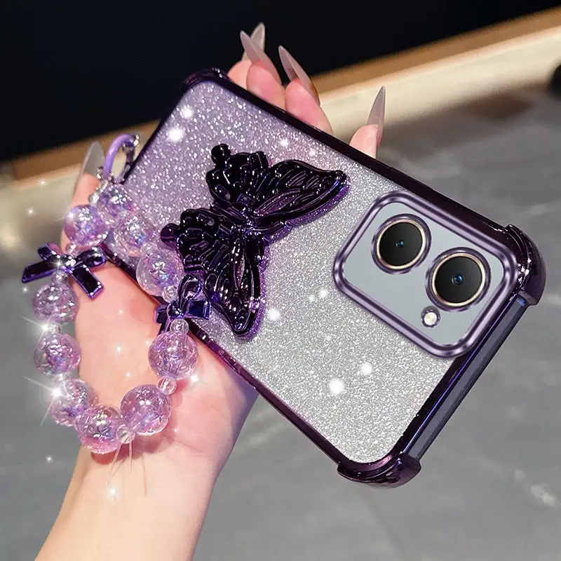 Delicate Wings Bracket Lanyard Plating Phone Case Cover