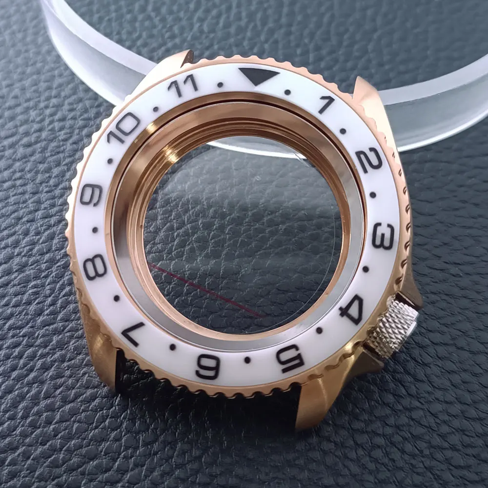 42mm Gold/Rose Gold Steel Watch Case with Sapphire Glass and 22mm Strap