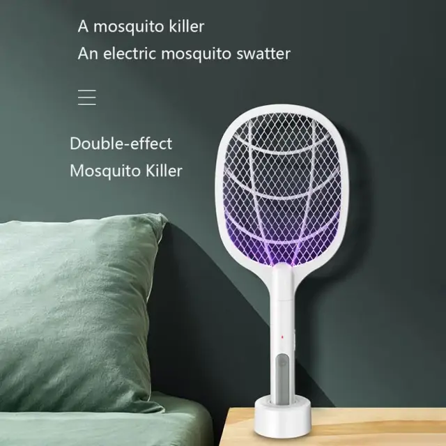Új Szúnyoggyilkos Könnyű Elektromos Szúnyog Swatter Két-Egy-Egy Usb-Lítium Akkumulátor Alap Töltő Légy Mosquito