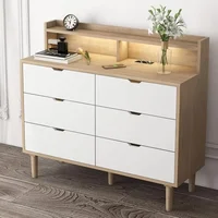 6 Drawer Dresser with Charging Station, Wooden Chest of Drawers with LED Light for Closet Hallway, Living Room, Entry 1