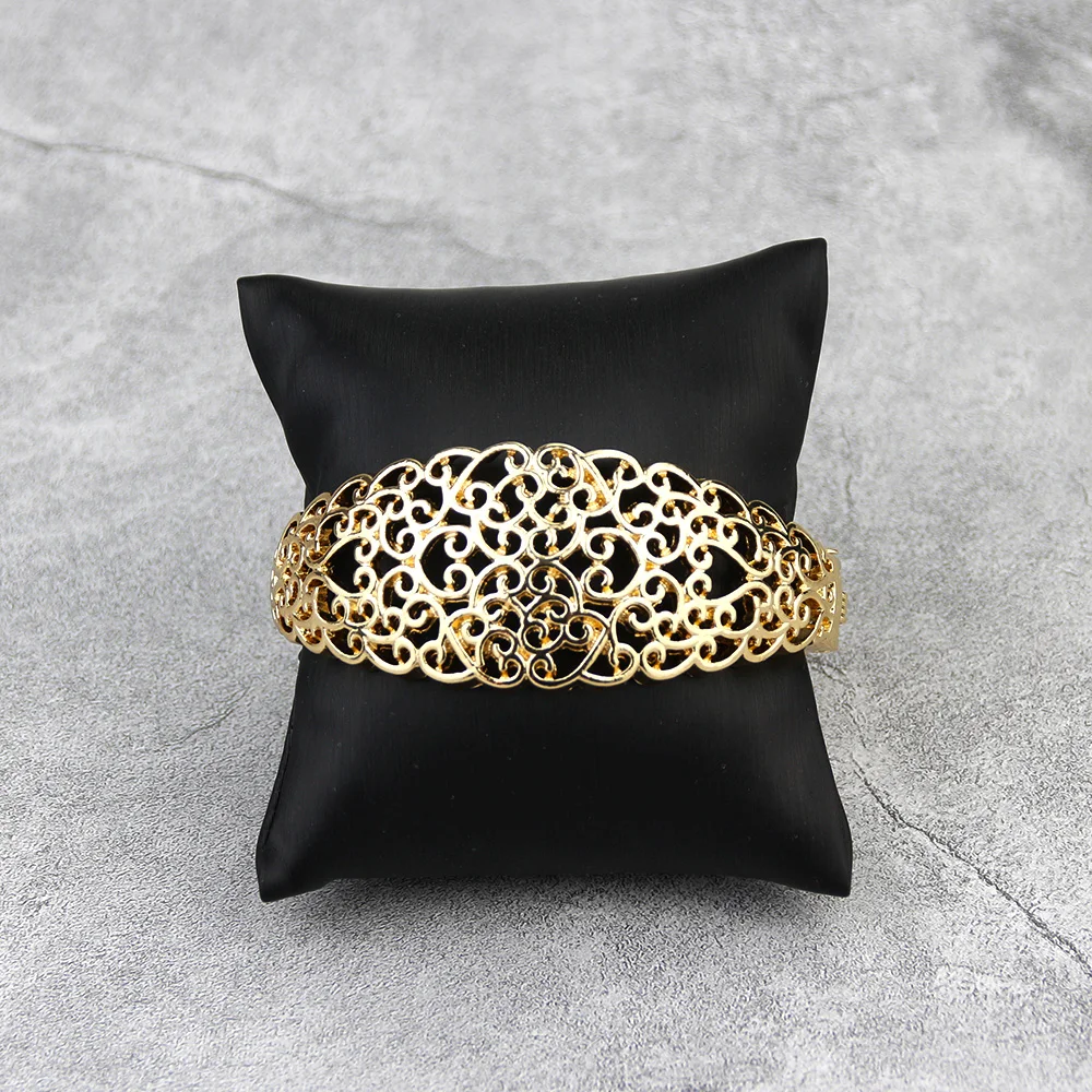 Sunspicems Gold Farbe Arabisch Hohl Armreif Ring Sets für Frauen Marokkanischen Hochzeit Schmuck Algerien Manschette Armband Braut Geschenk – Detail 3