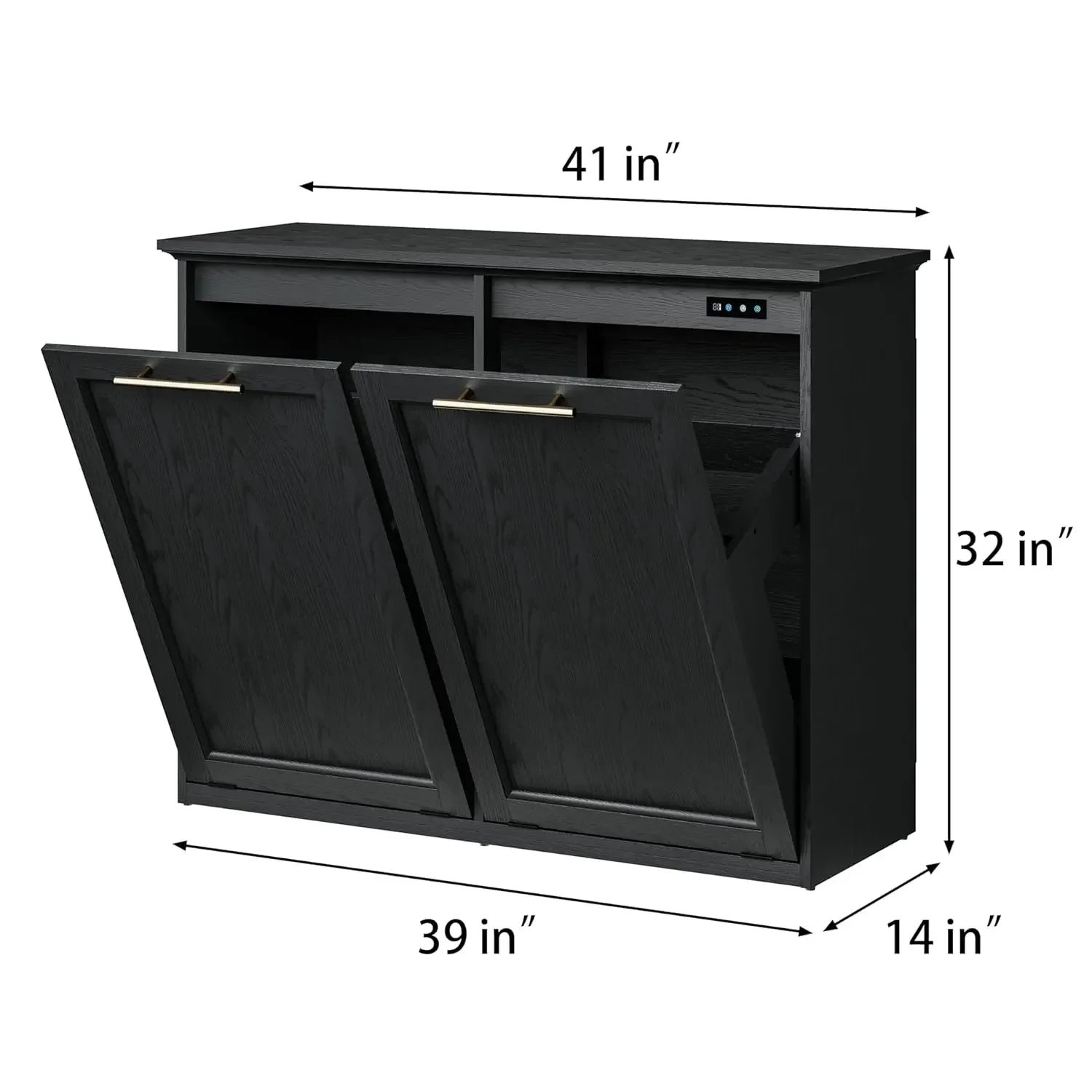 Trash Cabinet with Quick Installation and Deodorising Function, Wooden Trash Can Cabinet for Dining Room and Kitchen, Black 2