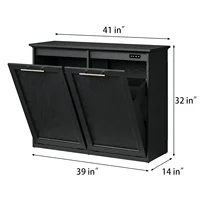 Trash Cabinet with Quick Installation and Deodorising Function, Wooden Trash Can Cabinet for Dining Room and Kitchen, Black 2