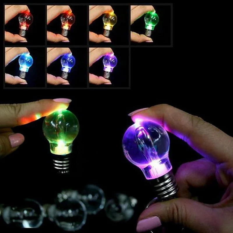 Convenient Creative Gift Light Lighting Bulb Night Colorful Led Flashlight Torch Keyring Keychain luminous toys steve light up torch led night light game design torch hand held home party fans birthday gift