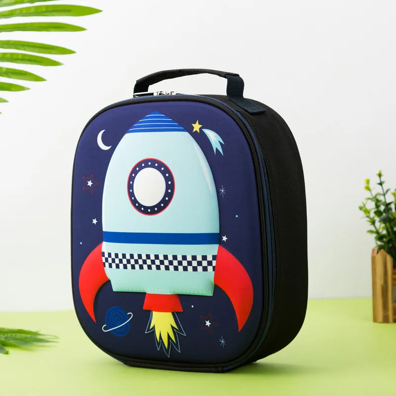 5l children s cartoon cooler bag insulated portable bento box thickened waterproof oxford cloth thermal picnic lunch bag Mermaid/Cat/Rocket Pattern Lunch Bag for Food Thickened Waterproof Insulated Children's Cartoon Portable Cooler Bag Thermal