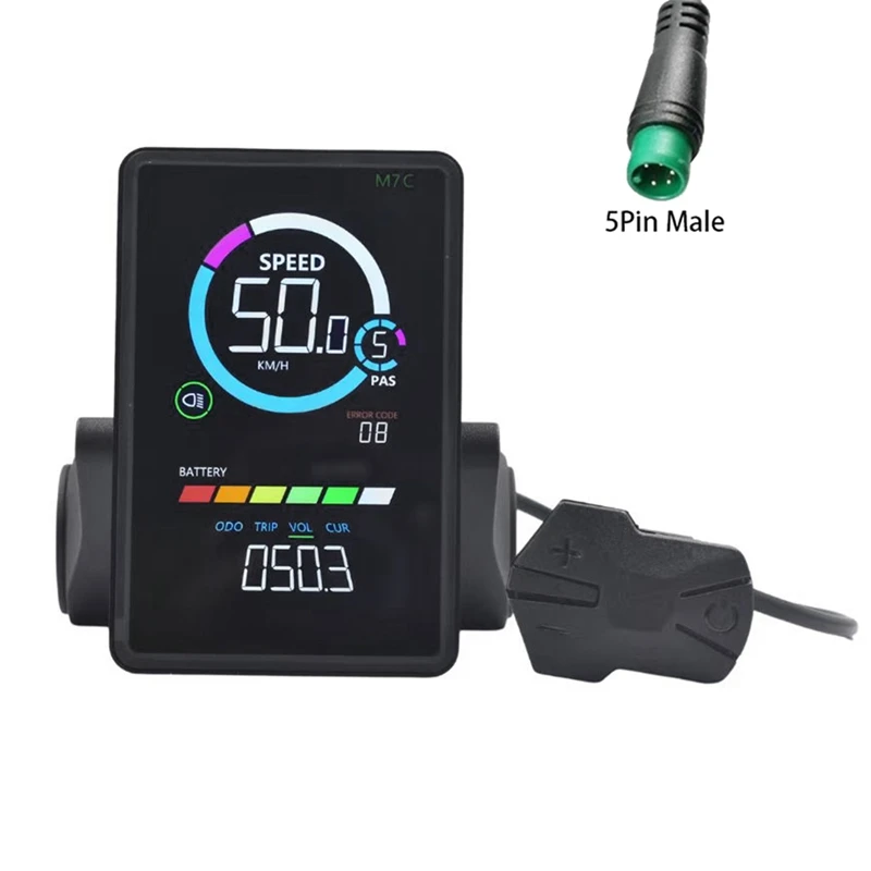 M7C-2 Electric Bike LCD Display Meter 24V 36V 48V 60V E Scooter LCD Panel With USB UART For Mountain Electric Bike