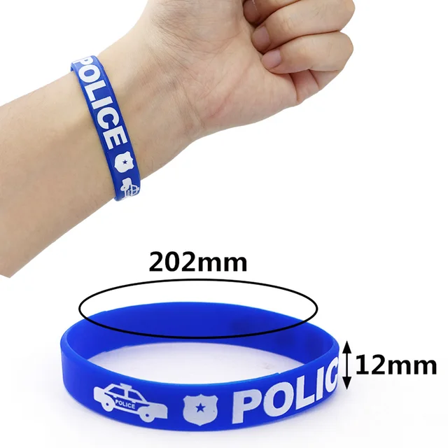 5-50pcs Police Party Favors Rubber Bracelets Goodies Bags Stuffers Stretchable Silicone Wristbands Police Birthday Party Decors 2