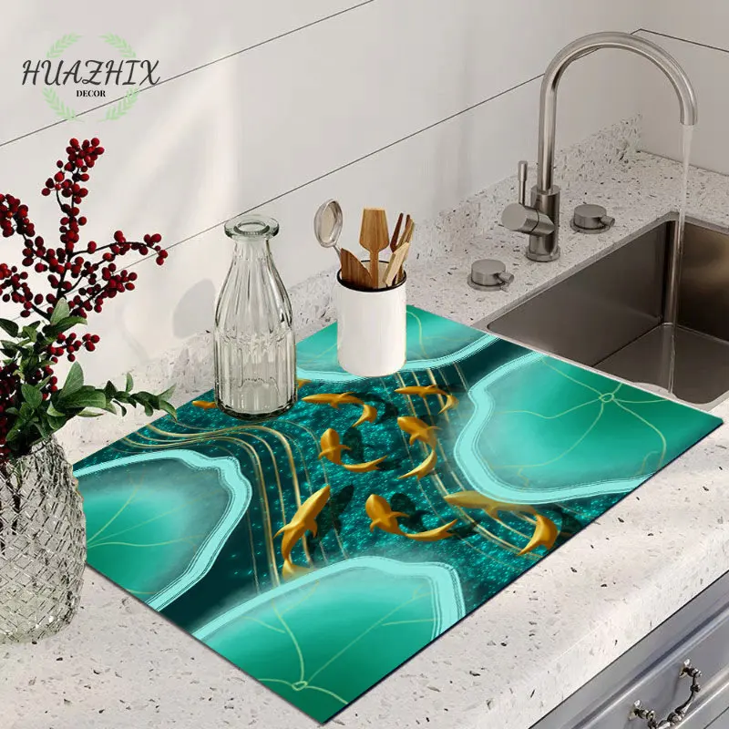 Absorbent Mat Kitchen Dishes  Drain Pad Rubber Dish Drying - Kitchen Mats  Coffee - Aliexpress