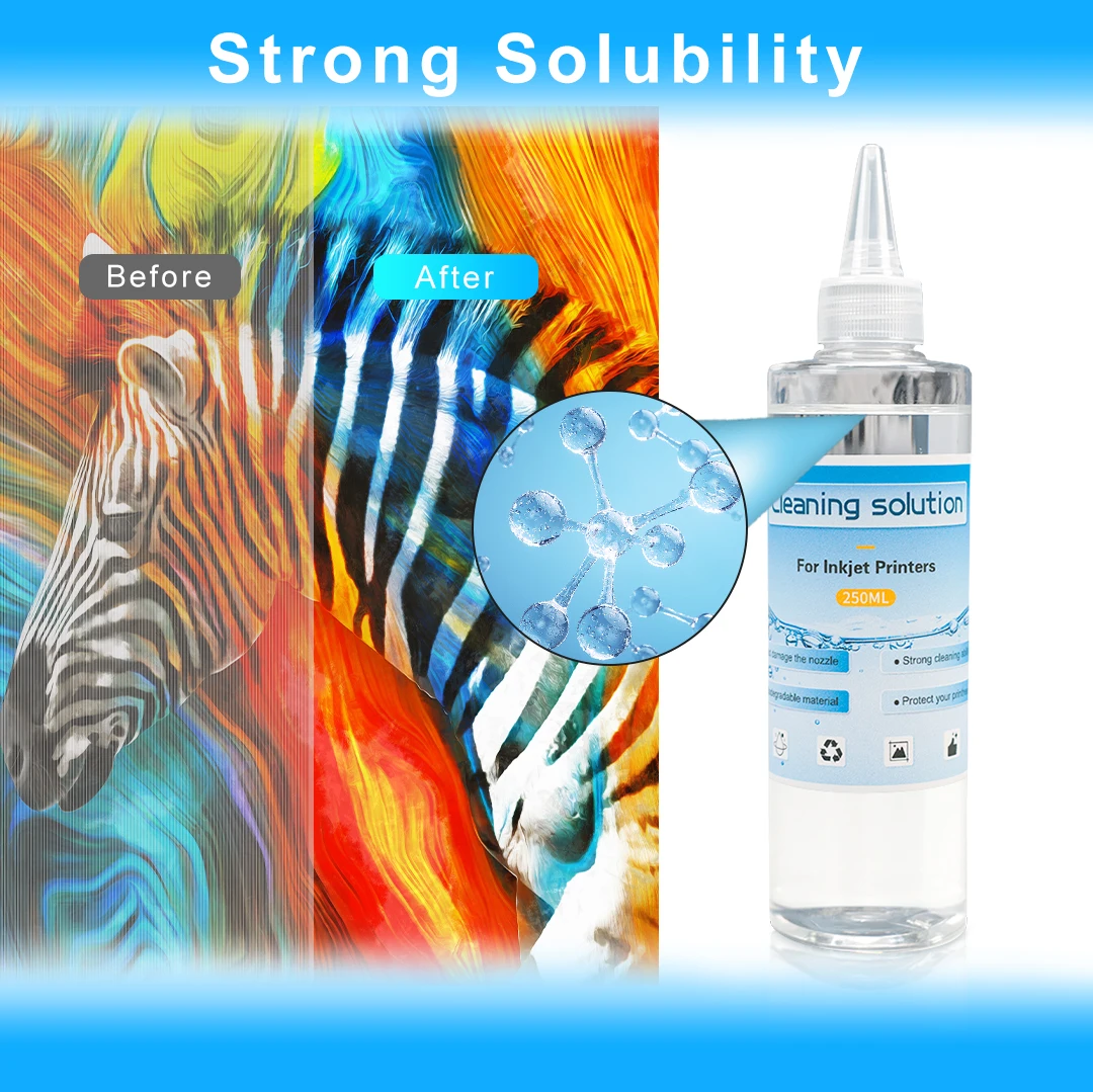 Winnerjet 250ml 잉크젯 프린터 청소 솔루션 Epson HP Canon Brother 등 모든 프린터 염료 안료 승화 잉크 청소용
