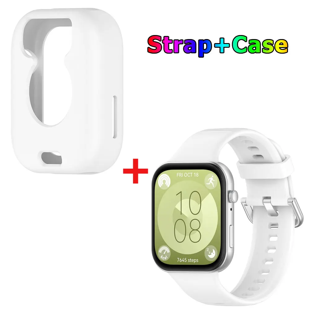 Silicone Watch Strap with Protective Case for Huawei Watch Fit 3: All-In-One Band and Screen Protector Combo
