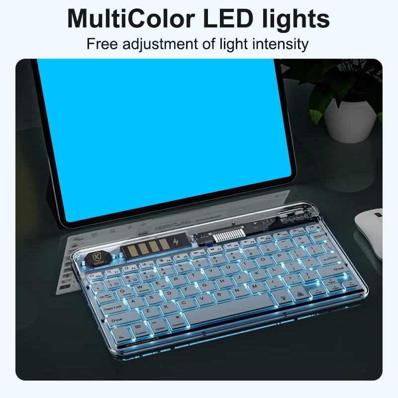 Wireless Keyboard 10 inch Bluetooth-compatible Key Panel for iPad Tablet Phone for Windows Android MAC iOS Light Gaming Keyboard