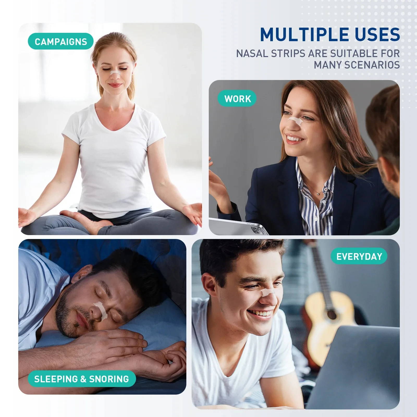 Breathing Nose Strips Extra Strength Sport Nasal Strip Better Sleep Non-Invasive Anti Snoring Strips for Adult Child