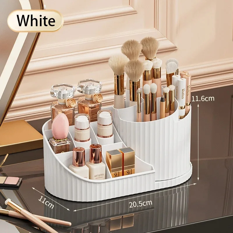 Large Capacity 360° Rotating Cosmetic Organizer for Lipsticks, Brushes & Vanity