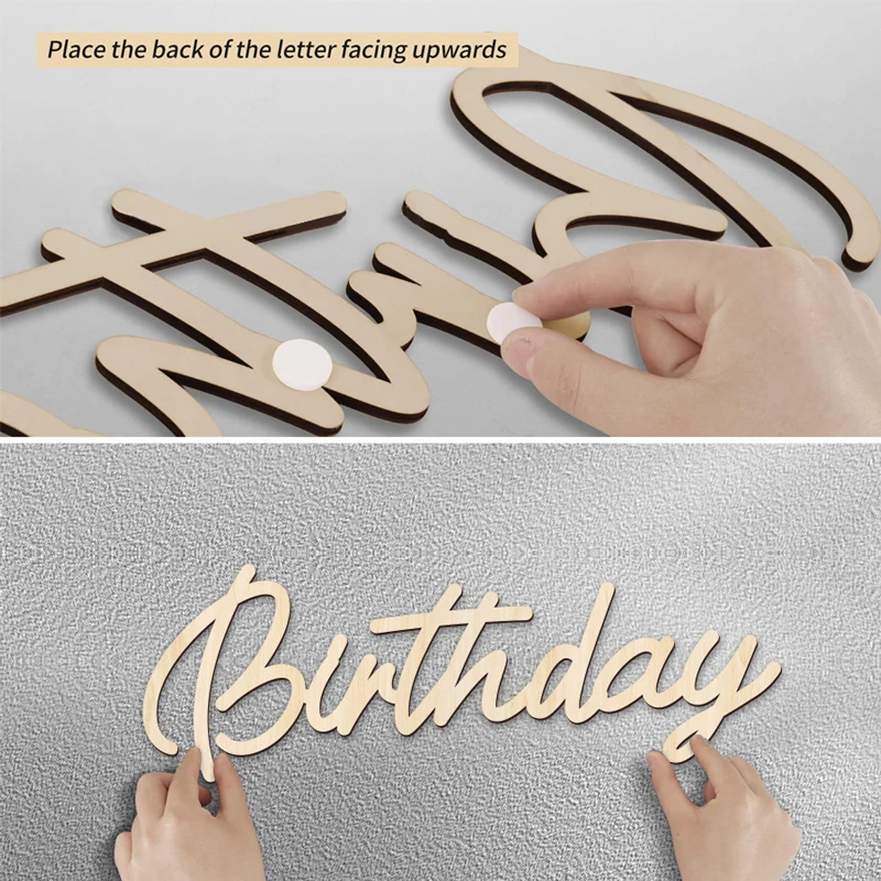 YOMDID Wooden Sign Cutout Wooden Happy Birthday Letters Sign for Wedding Birthday Party DIY Decoration Backdrop Wall Photo Prop