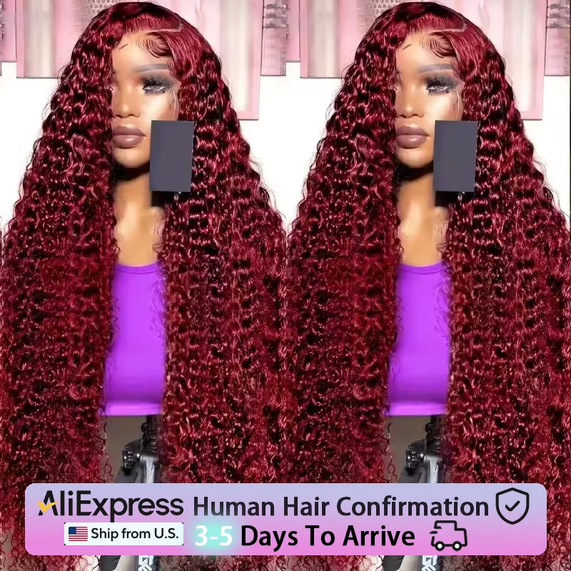 Lace Front Wig Human Hair Wig Human Hair Wigs Front Lace Wig 99J Deep Wave Lace Frontal HD Transparent 13x6 Brazilian Hair for Women