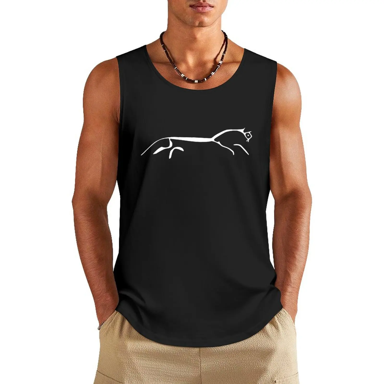

White Horse Tank Top man vest t-shirt Men's anime top